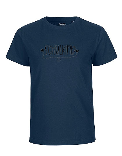 MiMaMäuschen Kinder Bio T-Shirt Schulkind Herzen (schwarzer Druck) 3 – Navy