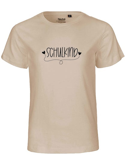 MiMaMäuschen Kinder Bio T-Shirt Schulkind Herzen (schwarzer Druck) 3 – Sand