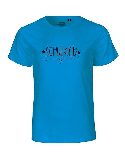MiMaMäuschen Kinder Bio T-Shirt Schulkind Herzen (schwarzer Druck) 2 – Sapphire