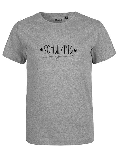 MiMaMäuschen Kinder Bio T-Shirt Schulkind Herzen (schwarzer Druck) 1 – Sport Grey