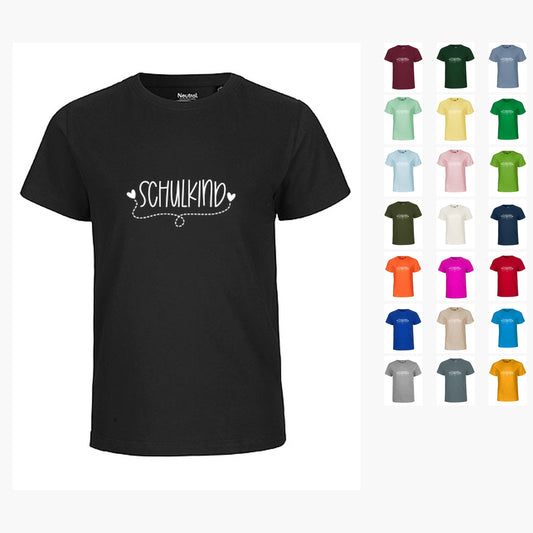 MiMaMäuschen Kinder Bio T-Shirt Schulkind Herzen (weißer Druck) 3 – Übersicht