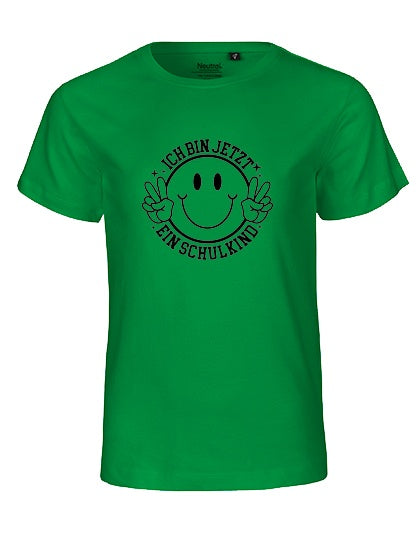 MiMaMäuschen Kinder Bio T-Shirt Schulkind Ich bin jetzt ein Schulkind (schwarzer Druck) 2 – Green