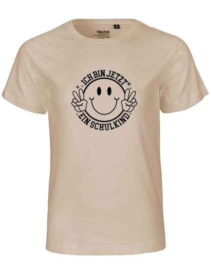 MiMaMäuschen Kinder Bio T-Shirt Schulkind Ich bin jetzt ein Schulkind (schwarzer Druck) 3 – Sand