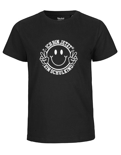 MiMaMäuschen Kinder Bio T-Shirt Schulkind Ich bin jetzt ein Schulkind (weißer Druck) 2 – Black