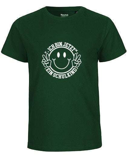 MiMaMäuschen Kinder Bio T-Shirt Schulkind Ich bin jetzt ein Schulkind (weißer Druck) 1 – Bottle Green
