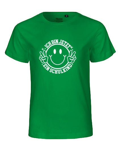 MiMaMäuschen Kinder Bio T-Shirt Schulkind Ich bin jetzt ein Schulkind (weißer Druck) 2 – Green