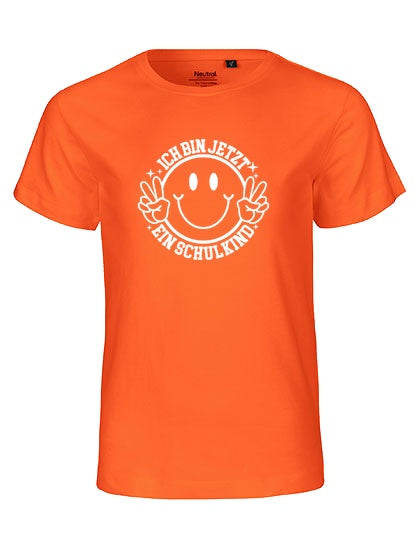 MiMaMäuschen Kinder Bio T-Shirt Schulkind Ich bin jetzt ein Schulkind (weißer Druck) 2 – Orange