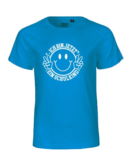 MiMaMäuschen Kinder Bio T-Shirt Schulkind Ich bin jetzt ein Schulkind (weißer Druck) 2 – Sapphire
