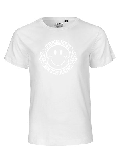 Kinder T-Shirt Schulkind Ichbinjetztein Schulkind (weißer Druck) – Weiß
