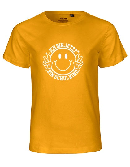 MiMaMäuschen Kinder Bio T-Shirt Schulkind Ich bin jetzt ein Schulkind (weißer Druck) 2 – Yellow