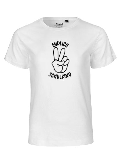 MiMaMäuschen Kinder Bio T-Shirt Schulkind Endlich Schulkind Peace (schwarzer Druck) 2 – White