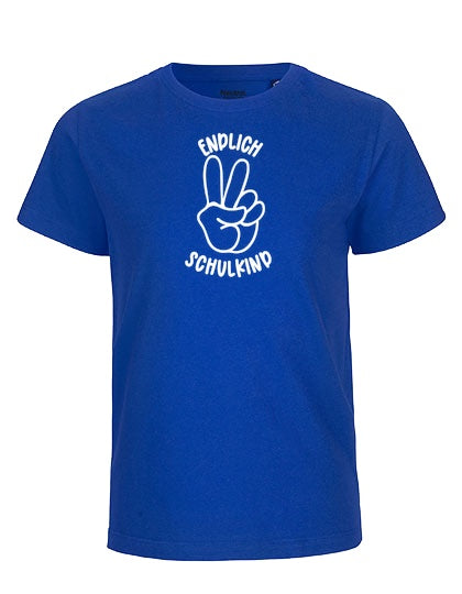 MiMaMäuschen Kinder Bio T-Shirt Schulkind Endlich Schulkind Peace (weißer Druck) 3 – Royal
