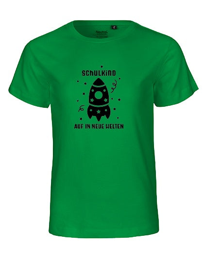 MiMaMäuschen Kinder Bio T-Shirt Schulkind Rakete (schwarzer Druck) 2 – Green