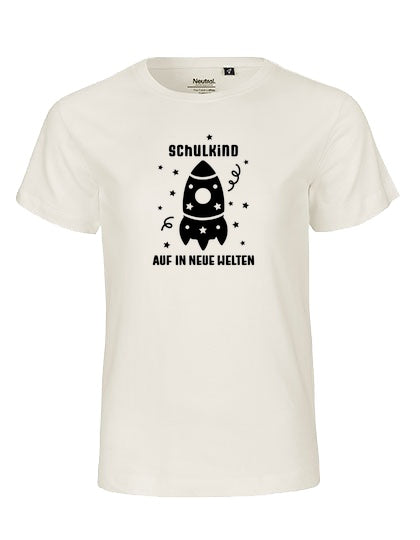 MiMaMäuschen Kinder Bio T-Shirt Schulkind Rakete (schwarzer Druck) 2 – Natural
