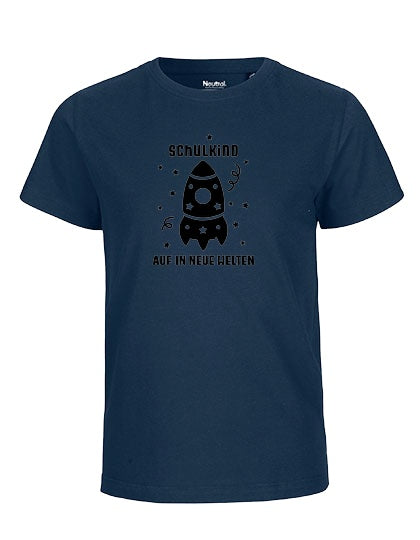 MiMaMäuschen Kinder Bio T-Shirt Schulkind Rakete (schwarzer Druck) 3 – Navy