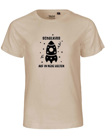 MiMaMäuschen Kinder Bio T-Shirt Schulkind Rakete (schwarzer Druck) 3 – Sand