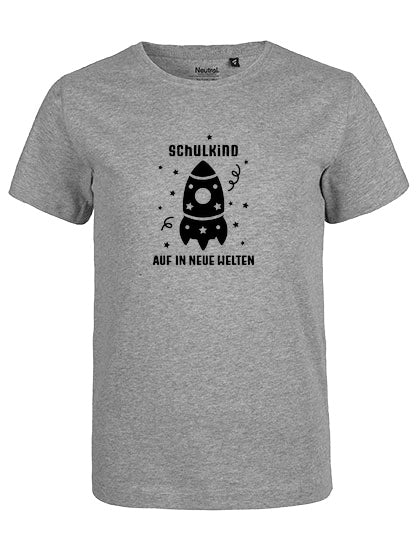 MiMaMäuschen Kinder Bio T-Shirt Schulkind Rakete (schwarzer Druck) 1 – Sport Grey