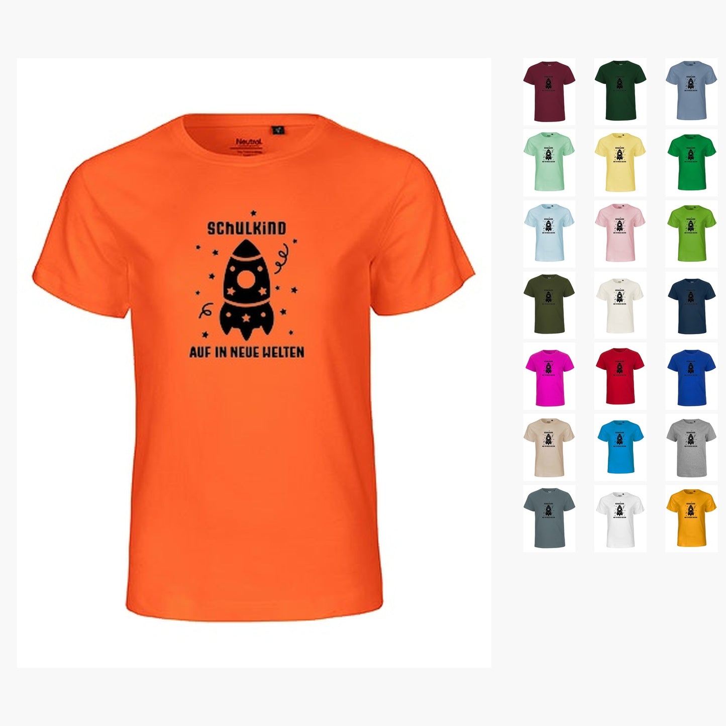 MiMaMäuschen Kinder Bio T-Shirt Schulkind Rakete (schwarzer Druck) 1 – Übersicht
