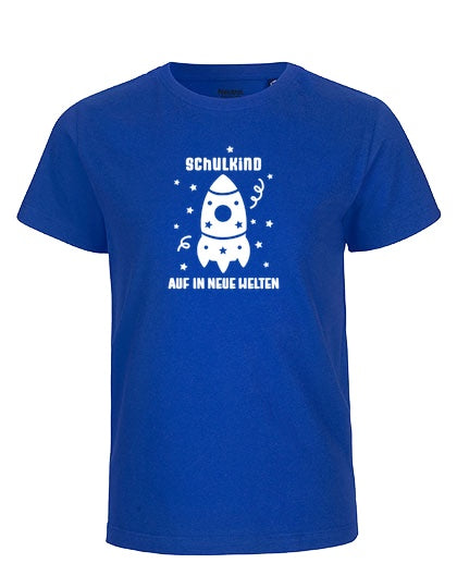 MiMaMäuschen Kinder Bio T-Shirt Schulkind Rakete (weißer Druck) 3 – Royal