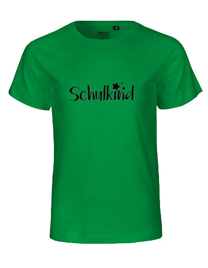 MiMaMäuschen Kinder Bio T-Shirt Schulkind Sterne (schwarzer Druck) 2 – Green