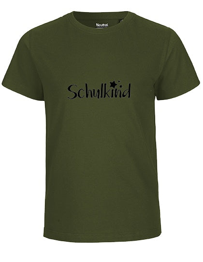 MiMaMäuschen Kinder Bio T-Shirt Schulkind Sterne (schwarzer Druck) 2 – Military
