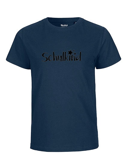MiMaMäuschen Kinder Bio T-Shirt Schulkind Sterne (schwarzer Druck) 3 – Navy