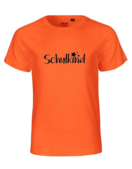 MiMaMäuschen Kinder Bio T-Shirt Schulkind Sterne (schwarzer Druck) 2 – Orange