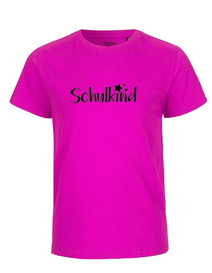 MiMaMäuschen Kinder Bio T-Shirt Schulkind Sterne (schwarzer Druck) 3 – Pink