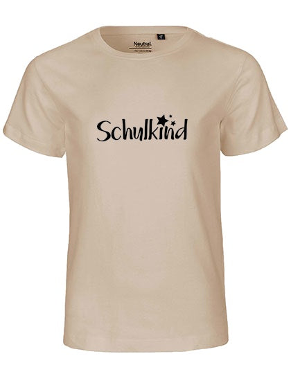 MiMaMäuschen Kinder Bio T-Shirt Schulkind Sterne (schwarzer Druck) 3 – Sand