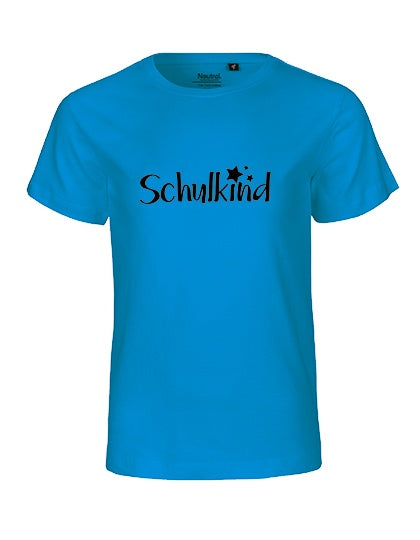 MiMaMäuschen Kinder Bio T-Shirt Schulkind Sterne (schwarzer Druck) 2 – Sapphire