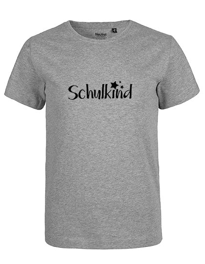MiMaMäuschen Kinder Bio T-Shirt Schulkind Sterne (schwarzer Druck) 1 – Sport Grey