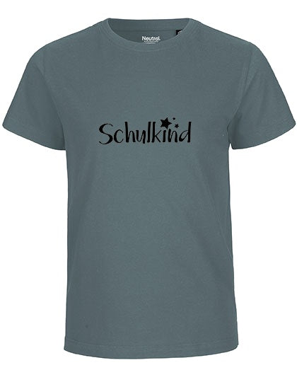 MiMaMäuschen Kinder Bio T-Shirt Schulkind Sterne (schwarzer Druck) 3 – Teal