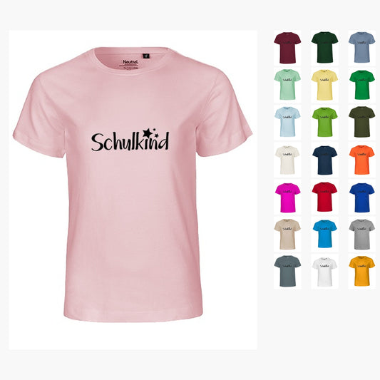 MiMaMäuschen Kinder Bio T-Shirt Schulkind Sterne (schwarzer Druck) 1 – Übersicht