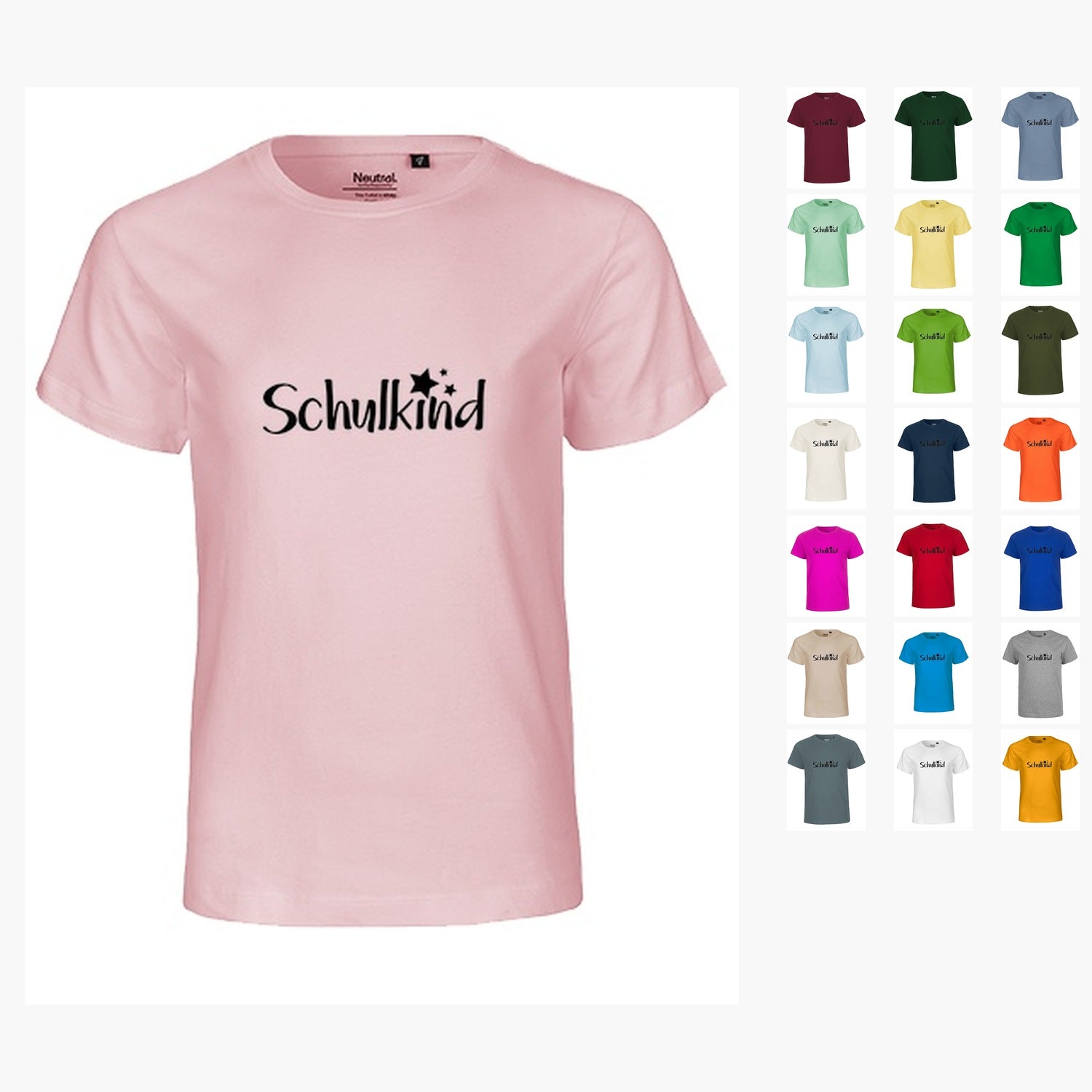 MiMaMäuschen Kinder Bio T-Shirt Schulkind Sterne (schwarzer Druck) 2 – Übersicht