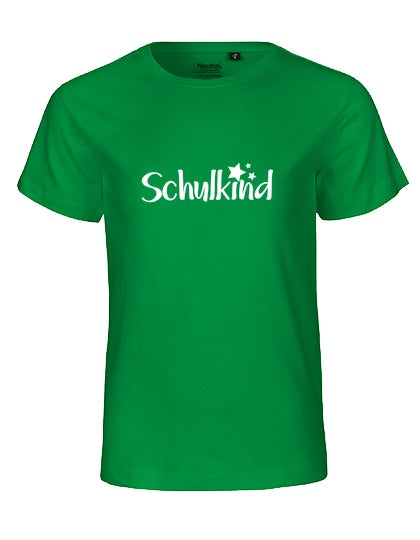 MiMaMäuschen Kinder Bio T-Shirt Schulkind Sterne (weißer Druck) 2 – Green