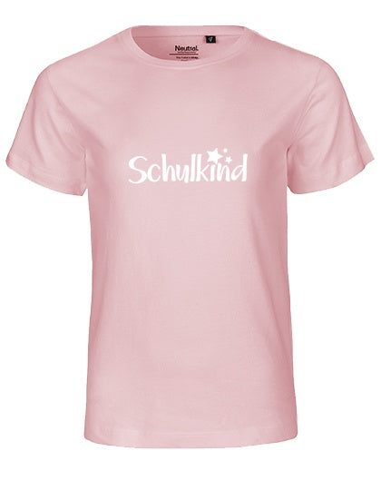 MiMaMäuschen Kinder Bio T-Shirt Schulkind Sterne (weißer Druck) 1 – Light Pink