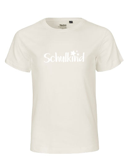 MiMaMäuschen Kinder Bio T-Shirt Schulkind Sterne (weißer Druck) 2 – Natural