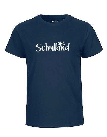 MiMaMäuschen Kinder Bio T-Shirt Schulkind Sterne (weißer Druck) 3 – Navy