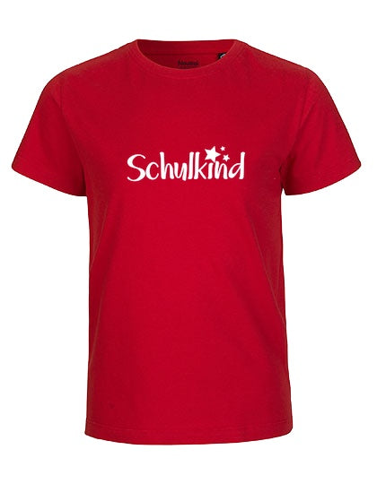 MiMaMäuschen Kinder Bio T-Shirt Schulkind Sterne (weißer Druck) 3 – Red