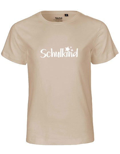 MiMaMäuschen Kinder Bio T-Shirt Schulkind Sterne (weißer Druck) 3 – Sand