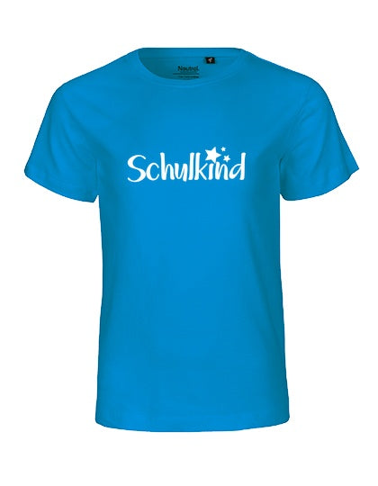 MiMaMäuschen Kinder Bio T-Shirt Schulkind Sterne (weißer Druck) 2 – Sapphire