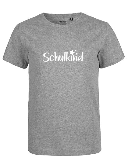 MiMaMäuschen Kinder Bio T-Shirt Schulkind Sterne (weißer Druck) 1 – Sport Grey