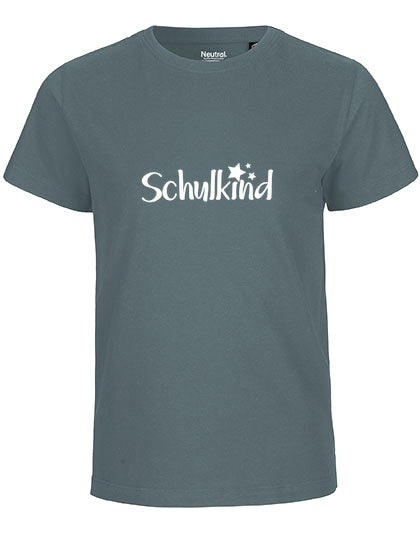 MiMaMäuschen Kinder Bio T-Shirt Schulkind Sterne (weißer Druck) 3 – Teal