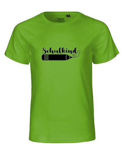 Kinder Bio T-Shirt Schulkind Stift (schwarzer Druck) – Limone
