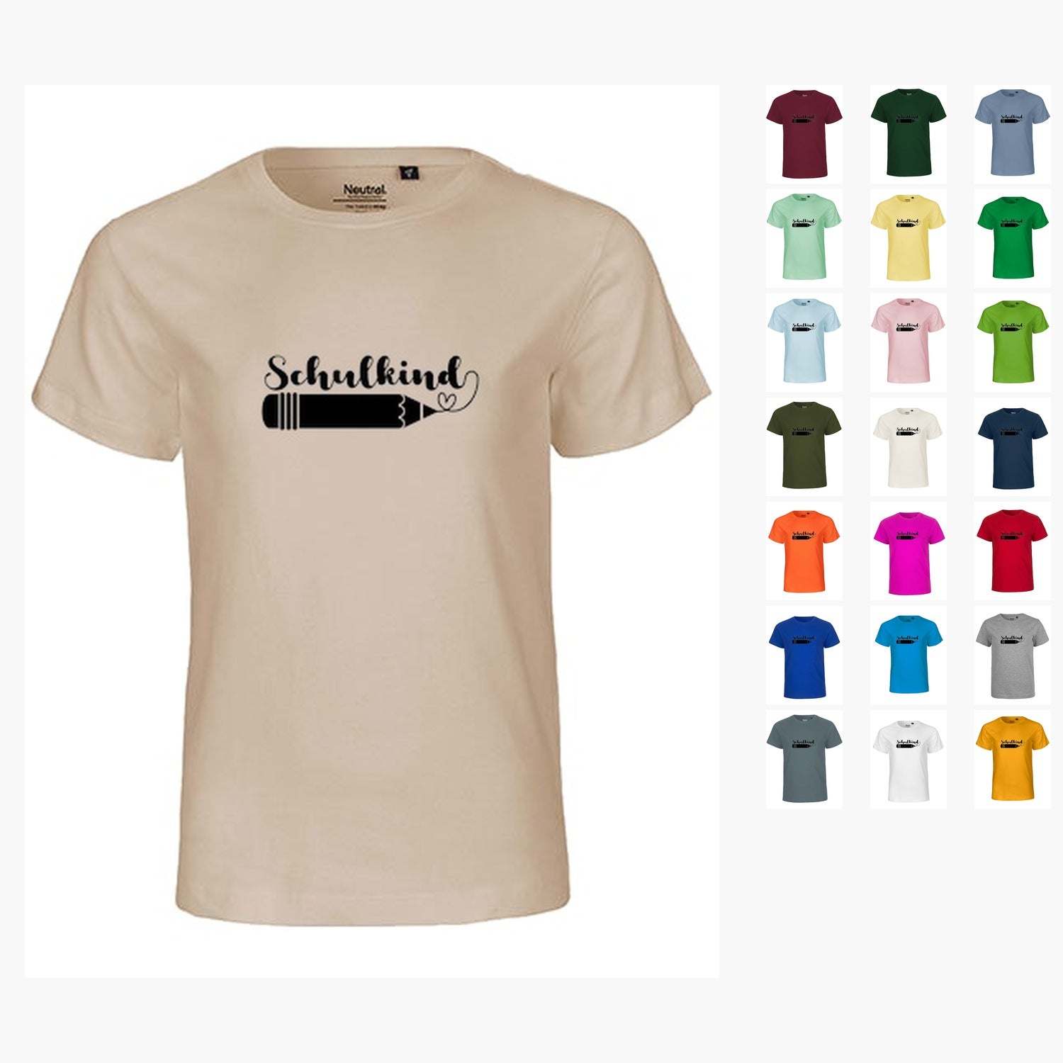 MiMaMäuschen Kinder Bio T-Shirt Schulkind Stift (schwarzer Druck) 2 – Übersicht