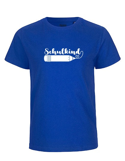 MiMaMäuschen Kinder Bio T-Shirt Schulkind Stift (weißer Druck) 3 – Royal