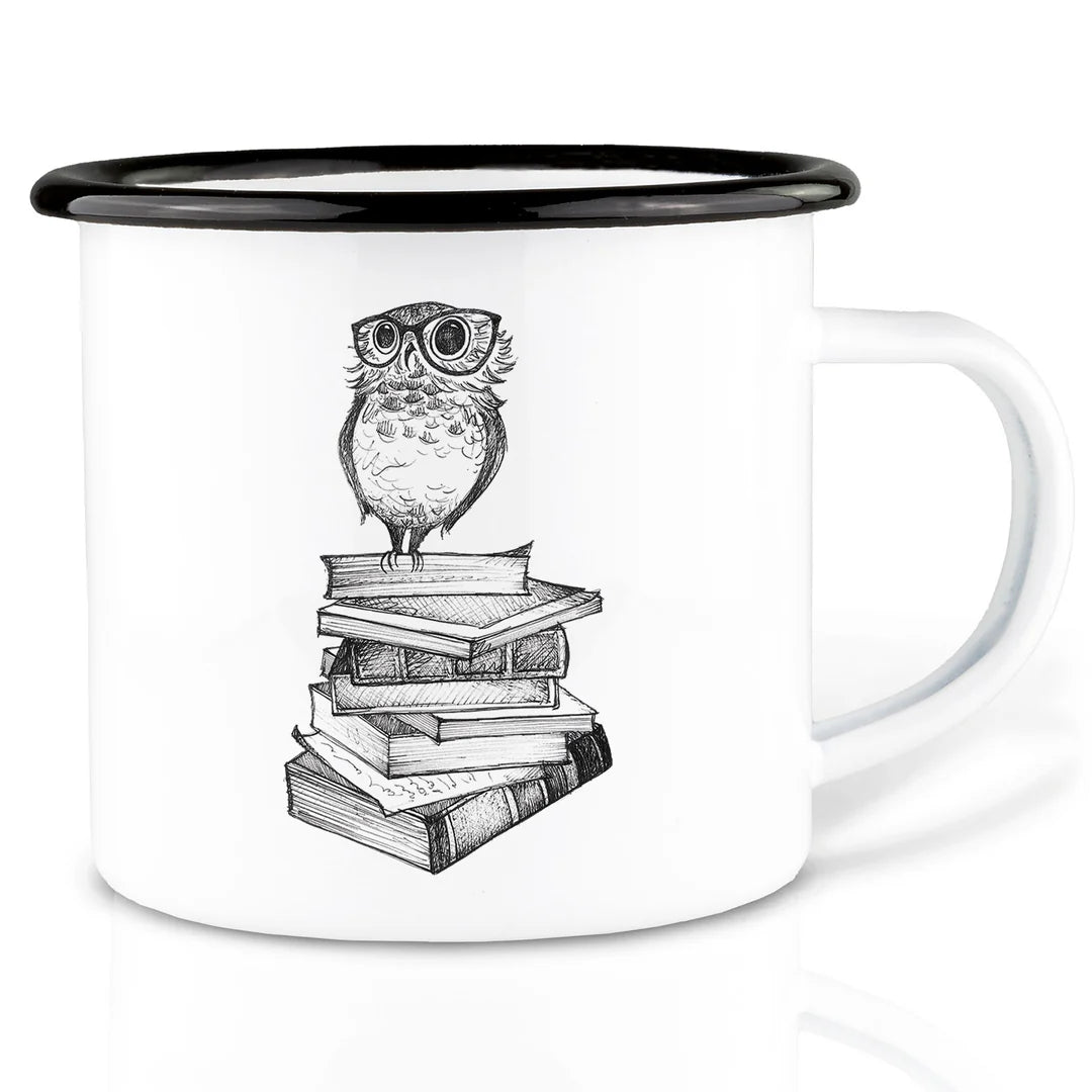 LIGARTI – Emaille Becher – Tasse – Büchereule