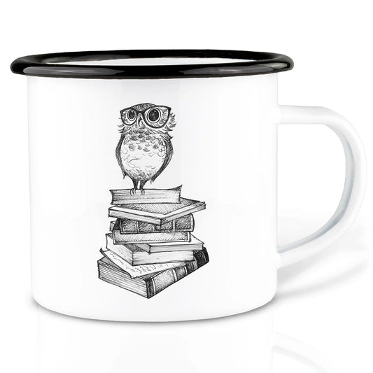 LIGARTI – Emaille Becher – Tasse – Büchereule