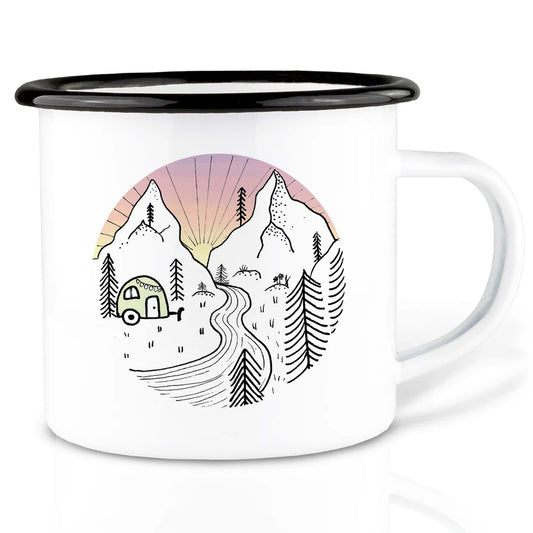 LIGARTI – Emaille Becher – Tasse – Camping Day and Night