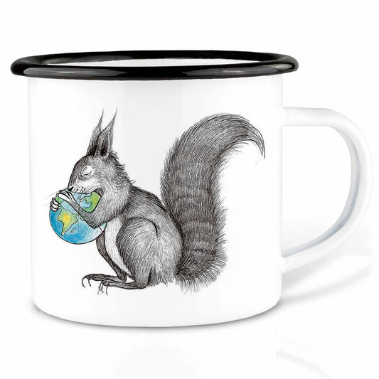 LIGARTI – Emaille Becher – Tasse – Eichhörnchen Welt